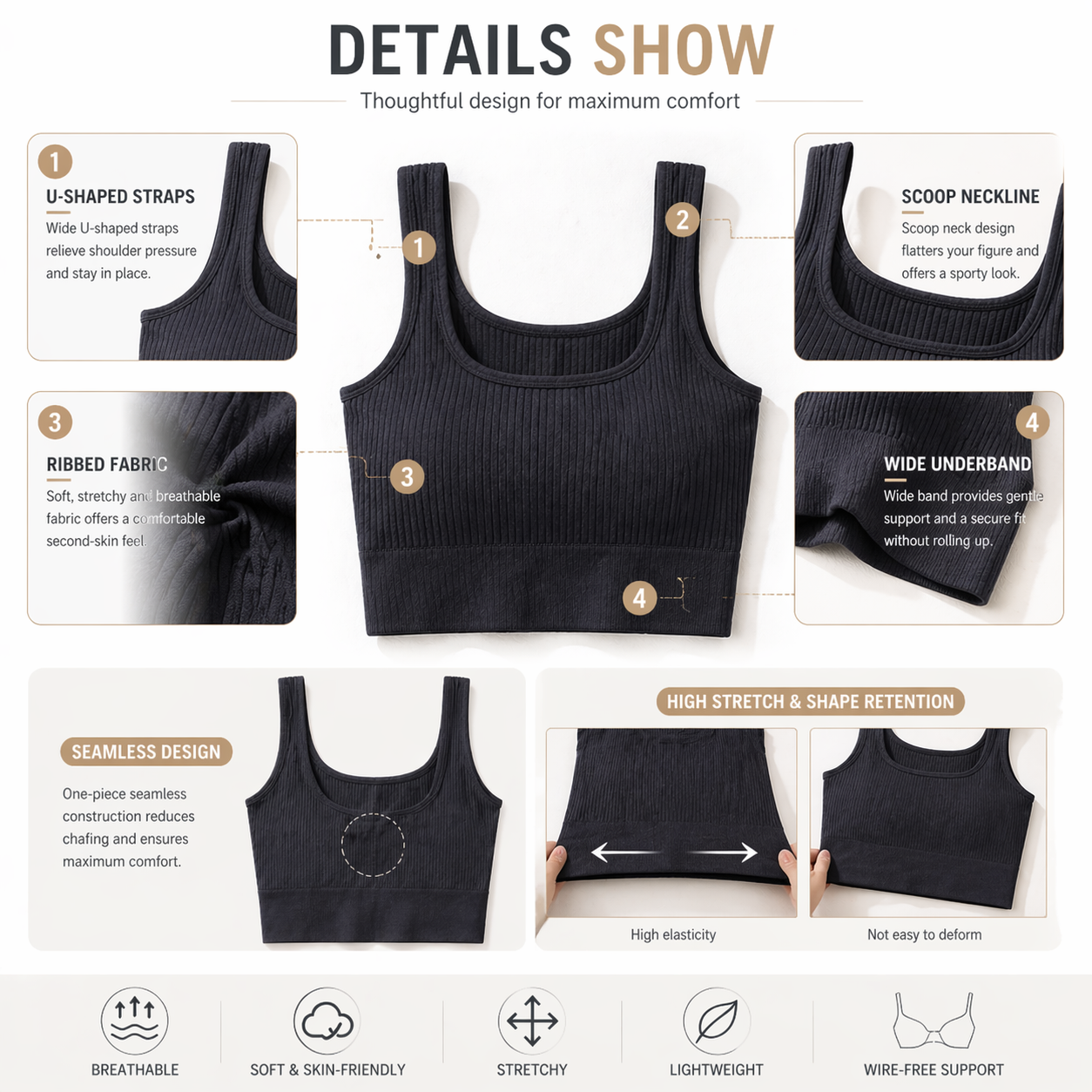 Women Seamless Ribbed Crop Top - đánh giá và giá Tank Top Ribbed