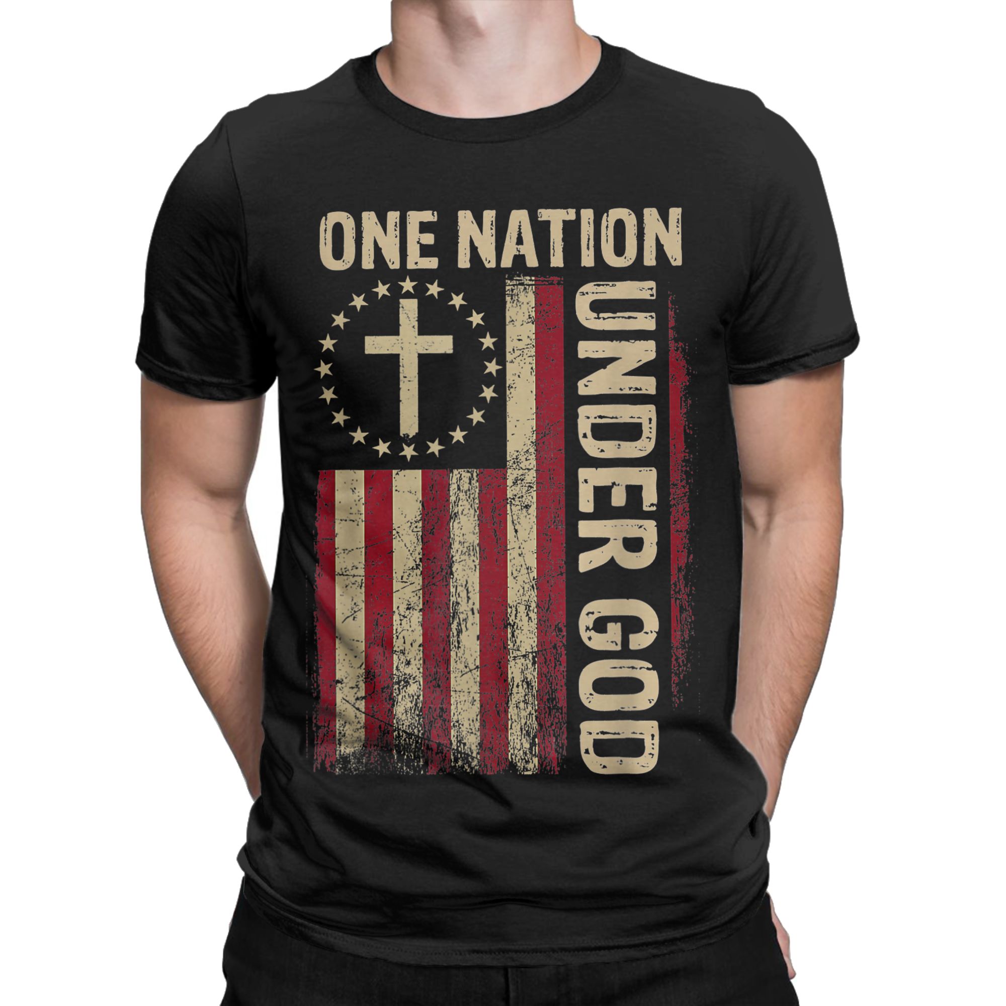 One Nation Under God Flag 4th  - đánh giá và giá Undershirt Crew Neck