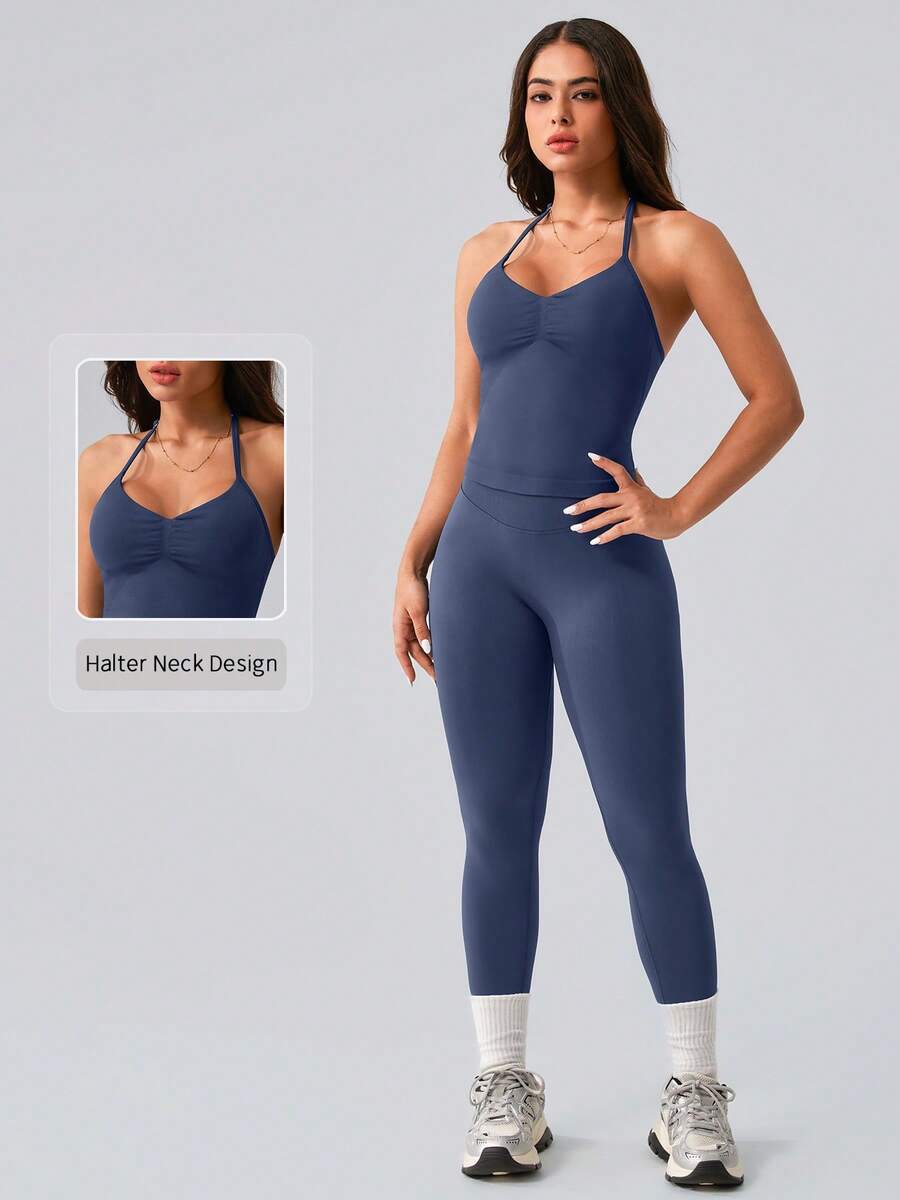 Womens Halter Neck Yoga Set Ri - đánh giá và giá Tank Top Ribbed