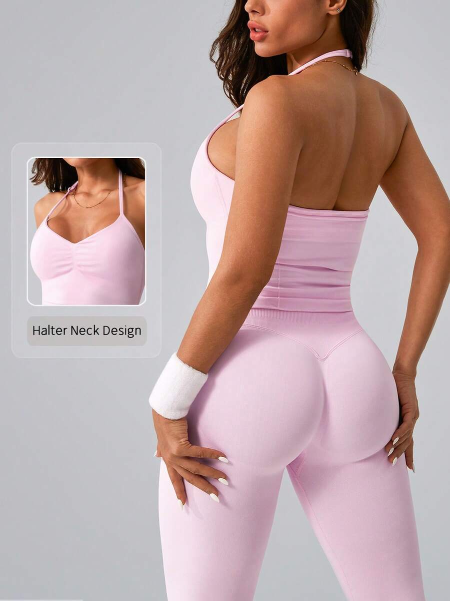Womens Halter Neck Yoga Set Ri - đánh giá và giá Tank Top Ribbed