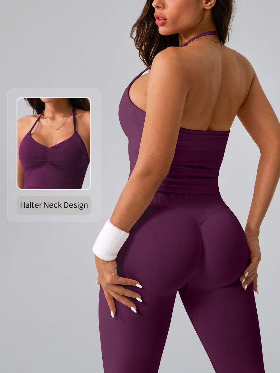 Womens Halter Neck Yoga Set Ri - đánh giá và giá Tank Top Ribbed