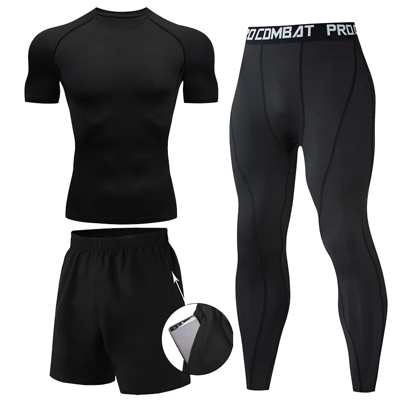 3 Pieces Fitness Suits Athleti - đánh giá và giá Compression Shorts Athletes
