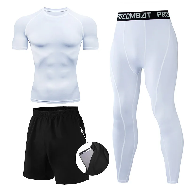 3 Pieces Fitness Suits Athleti - đánh giá và giá Compression Shorts Athletes
