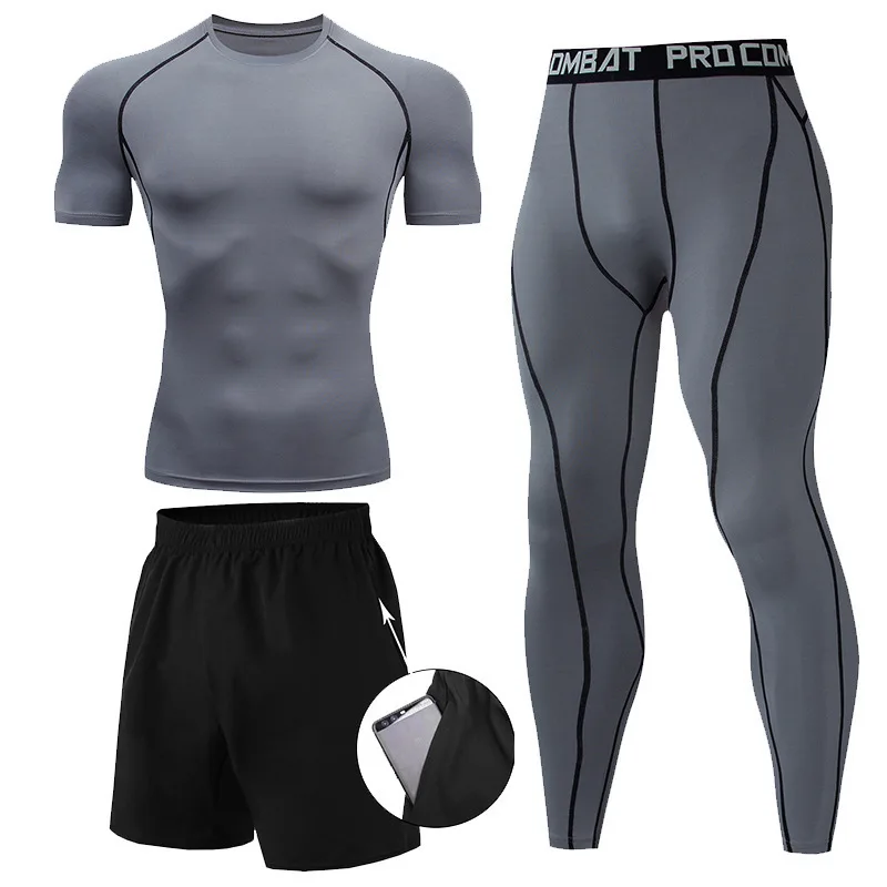 3 Pieces Fitness Suits Athleti - đánh giá và giá Compression Shorts Athletes
