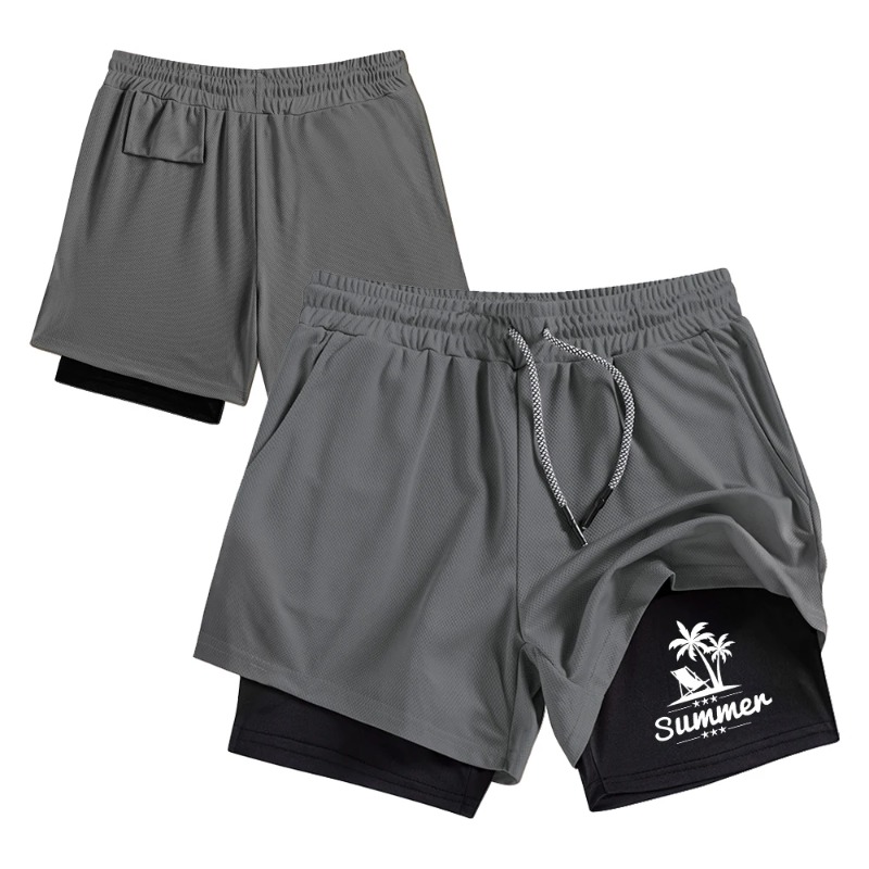 Summer Men's Double Layer Runn - đánh giá và giá Compression Shorts Athletes